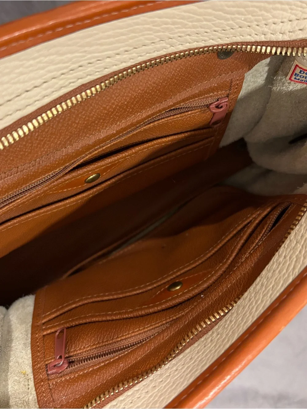 Dooney & Bourke Cream and Tan Leather Satchel